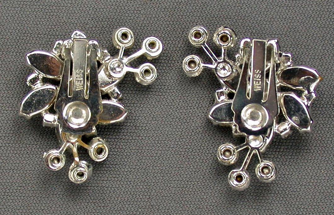 Weiss Clear Rhinestone Flower Earrings