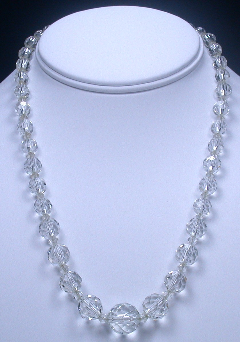 Art Deco Crystal Glass Bead Necklace