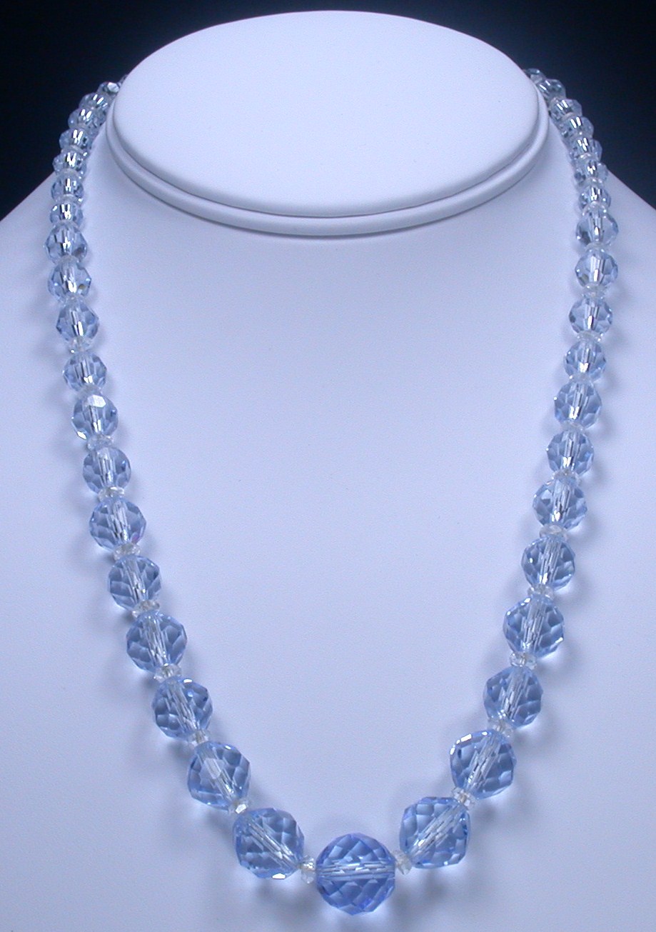 Art Deco Blue Glass Bead Necklace