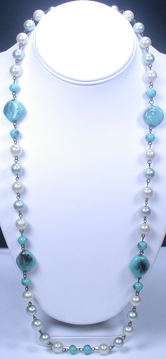 Art Deco Pearl & Glass Bead Necklace