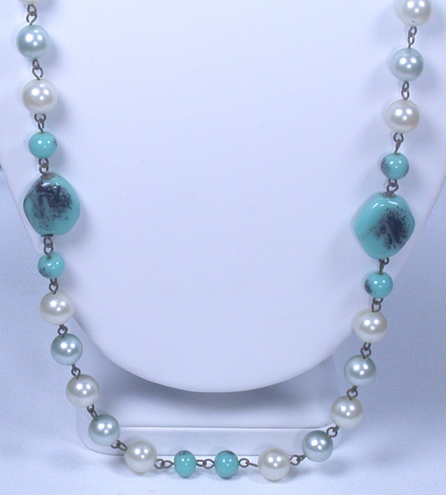 Art Deco Pearl & Glass Bead Necklace