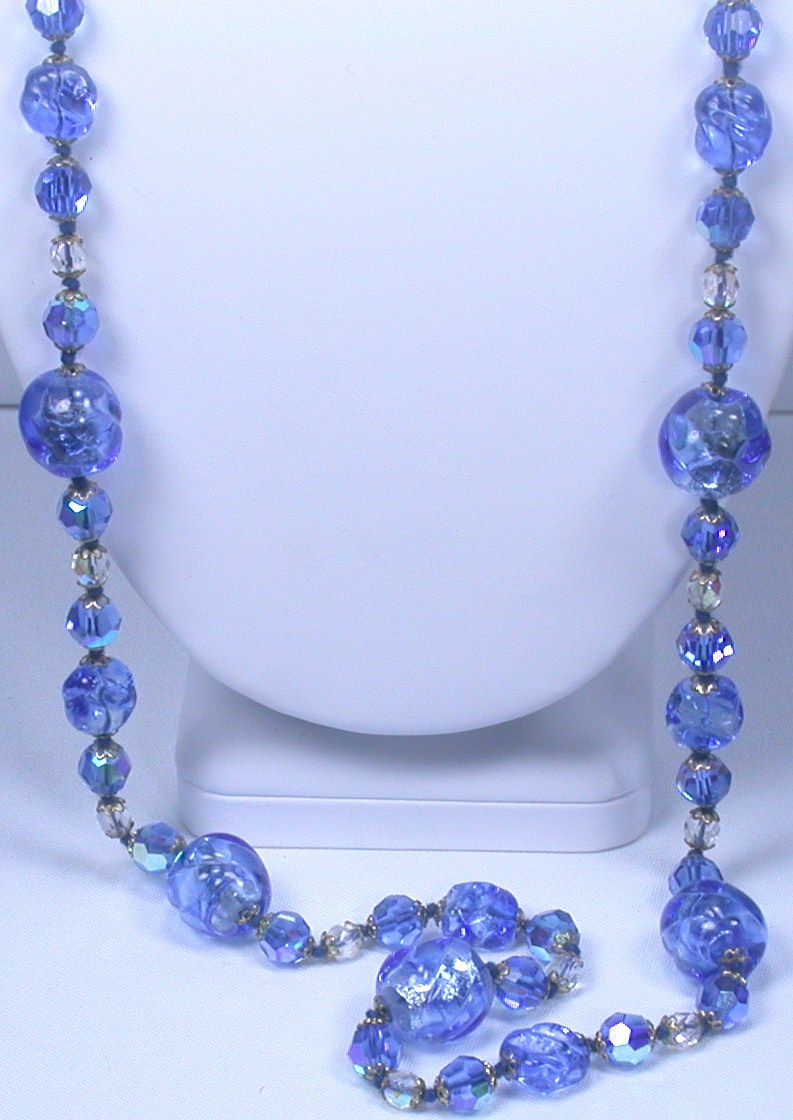 Venetian Foil Glass Bead Necklace