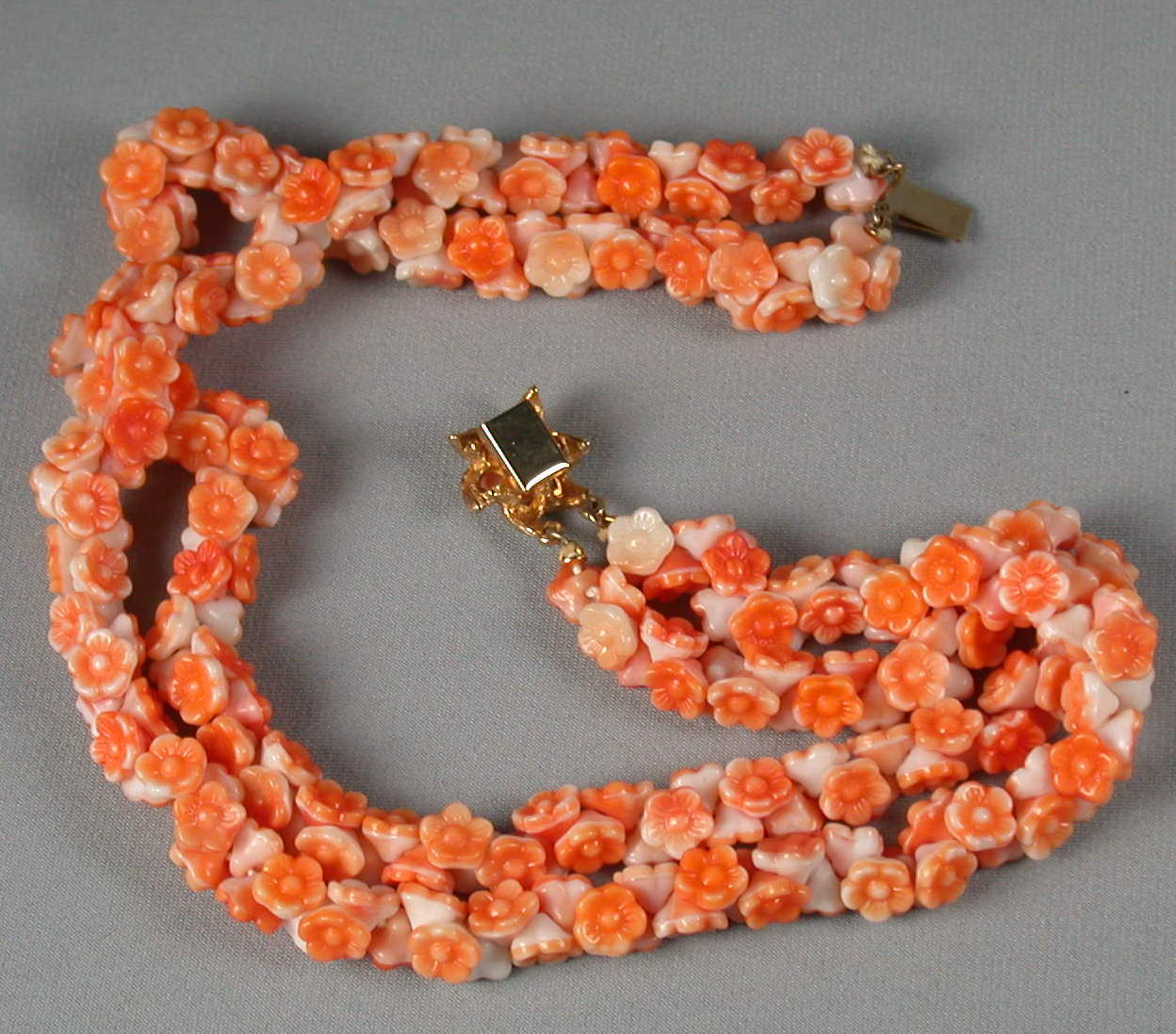 Orange Flower Bead Necklace