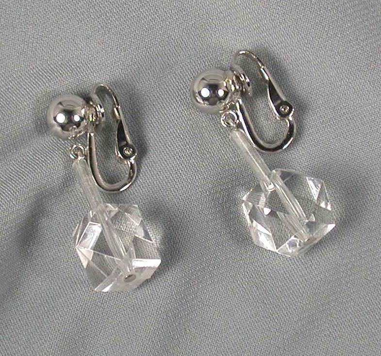 Trifari Clear Lucite Dangling Earrings