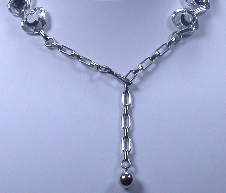 Kramer Silver Link Rhinestone Choker Necklace